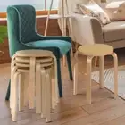 Costway Set of 4 Stackable Wooden Stools for Living Room & Dining Room-Natural
