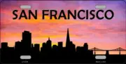 San Francisco Silhouette Skyline Metal Novelty License Plate Tag for Car & Truck