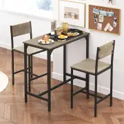 Costway3 Piece Bar Table and Chair Set with Counter Height Stools-Grey
