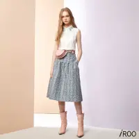 在飛比找momo購物網優惠-【iROO】緹花女人時尚及膝裙