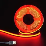 Clearhill 5V 8mm Width USB COB LED Strip Lights,Red,320LEDs/M,8W/M,CRI90,16.4FT/5M,Electroplated Double-Sided Panel Light Strip,Waterproof IP20,Flexible Strip for Indoor Decoration