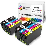 8 Pack (2BK,2C,2M,2Y) Compatible Ink for Epson 802XL for Epson Workforce Pro WF-4720 Workforce Pro WF-4740 Workforce Pro WF-4745