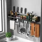 Kitchen Saving Spice Organizer: Wall-mounted Multifunctional Storage Rack
