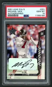 2001 Leaf Rookies & Stars Michael Vick RC AUTO /230 PSA 10 GEM MINT