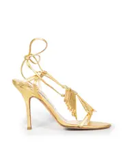 Gold Leather Hardware Tassel Sandals