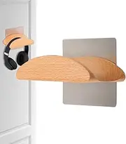 Headphone Holder – Wooden Headset Wall Hook with Adhesive Backing | Headphone Mount for Desk, Studio Setup, Or Office Space, Compact Hanger for All Headphone Types