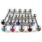 10x Mixed Logo Ball Tongue Bars Rings Barbell Piercing Stainless St ZF