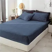 Luxor Teddy Bear Fleece Soft Thermal Warm Fitted Sheet Set, Ocean, Queen