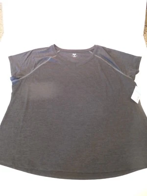 NEW Everlast Womens Plus 2X Core S/S V-Neck Black Onyx Top Performance Wicking