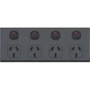 Black Quad Power Point 4 Gang Socket Outlet GPO 10AMP AU Compliance