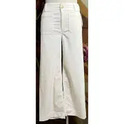 Anthropologie Colette Ivory Cream Wide Leg Cropped Corduroy Pants 27