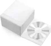 AIMALL 100 PCS Premium White CD DVD Double Sided Plastic Sleeves | Holds 2 Discs | PP Material