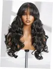 Black Body Wave Wig with Bangs Ready-to-Go Loose Wavy｜True Scalp｜Natural Black
