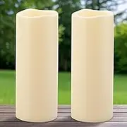 Yakpo 2 Pack 4" x 10" Large Waterproof Outdoor LED Candles with Timer, Battery Operated Outdoor Flameless Candles with Timer, Flickering LED Pillar Candles for Festival Outside Lanterns Decorations