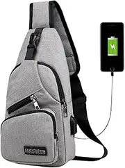 Backpack For Men - Waterproof Cycling -Body Bag, Men Purse Bag | USB Port, Headphone Jack, Adjustable Strap, Great For Travel, Commuting, And Outdoor Adventures