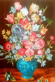 Needlepoint tapestry painted canvas 10.510 - Flowers (24"x32") GobelinL