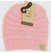 Baby Infant Pink Ribbed Knit Warm Winter Soft C.C Exclusive Beanie Skull Hat NIP