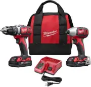 Cordless Drill/Driver Impact Driver 2 Tool Combo Kit High Power Lithium 18 V