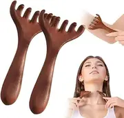 Six-Claw Meridian Massage Comb, Manual Scalp Massager, Touch Therapy Comb Massager Tool,Whole Body Relaxation Massage Combs,Natural Wooden Gua Sha Tool for Scalp Eye Facial Neck Shoulder (B 2pcs)