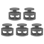 5pcs Cord Lock Double Hole Spring Toggle Stopper for Drawstring, Gray