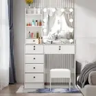 Dressing Table with Lighting Vanity Table Dressing Table Mirror Bedroom + Stool