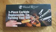 WoodRiver Carbide Replaceable Tip Turning Tool 3-Piece Set Round Square Diamond