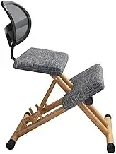 Kneeling Chair Office Folding, Posture Correcting Stool Adjustable Kneeling Desk Chairs with Back Support Improve Your Posture with an Angled Seat,Grey