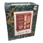 New Vintage Ladies Walnut Finish Wooden Jewelry Box Etched Glass Mirror Kmart