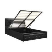 NNEED Double Bed Frame with Storage Space Gas Lift Black