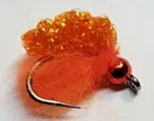 Sucker Sparkle Spawn Bead Head FLAME RED Size 10 (per 6)
