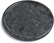 Moreast Genuine Black Marble Round Tray, High End Decorative Tray for Bathroom, Kitchen, Dresser and Vanity (Black 8")