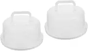 2pcs Box Portable Cake Box Fruit Cake Clear Container with Lid Containers for Fridge Cupcake Cheesecake Cake Serving Tray Cake Saver Cake Containers with Lids White /91 (Color : Whitex2pcs)
