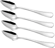 JEWEDECO 4pcs Stainless Steel Scraping Spoon Set for Suction Bowl Dessert Spoon Weaning Set
