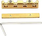 Kisangel 1 Set String Guitar Accessories Nut Accessory Instrument Saddle Bass Stringed Guitar Part Bridge Parts Repairing Kits Golden Alloy