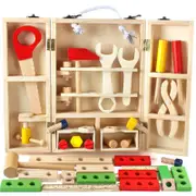 Catzon Tool Kit for Kids Wooden Tool Box Christmas Birthday Gift for Boys Girls Learning Toy Set