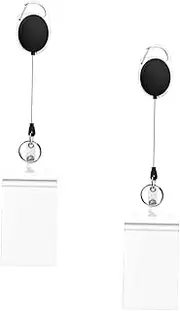 LALAFINA 2pcs Telescopic Id Card Holder Air Tags Lanyard Chains Luggage Tags Retractable Air Case Apple Air Wallet Key Chain Carabiner Practical Id Holder Sleeve Zinc Alloy