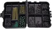 301PCS Carp Fishing Tackle Kit Heavy Duty Plastic Rubber Stainless Steel Complete Accessories Set with Storage Box for Freshwater Saltwater Fishing 5.5cm 4cm Hose Included
