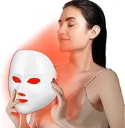 [Betgod] Led Red Light Therapy for Face, 7 Color Facial Mask Blue Red for Face Facial Skin Care(White)