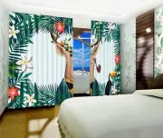 3D Flower Deer 411 Blockout Photo Curtain Print Curtains Drapes Fabric Window AU
