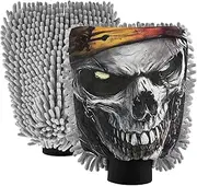 XYMZR Pirate Skull Portrait Absorbent Microfiber Car Wash Mitt, Funny Cute Anime Scratch Free for Cars Cleaning, Home Cleaning Mitts, 2 Pack, 10.24” L x 7.09” W