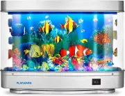 Playlearn Fake Fish Tank Mini Aquarium - Artificial Fish Tank with Moving Fish -