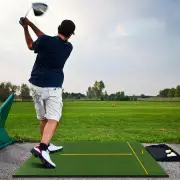CostwayGolf Hitting Mat Includes 2 Rubber Tees with 2 Alignment Sticks for Home Backyard Garage-XL