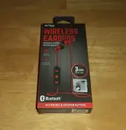 Vibe Sound Wireless Bluetooth Earbuds Red & Black Stereo In Line Mic *NEW*