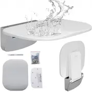 VEVOR Urea-formaldehyde Folding Shower Seat, 13.6'' x 12.8'' Unfolded, Wall Mounted Fold Up Shower Bench with 450 lbs Load Capacity, Space Saving Fold