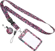 HOODANCOS 1 Set Floral Id Card Holder Sleeve Retractable Work Badge Pouch with Delicate Design for Id Credit Work Cards and Wear Resistant for Office School Events