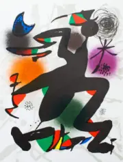 JOAN MIRO Litografia original IV 13" x 10" Lithograph 1975 Surrealism Multicolor