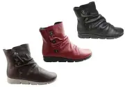 Brand New Flex & Go Loz Womens Comfortable Leather Ankle Boots Made In Portugal