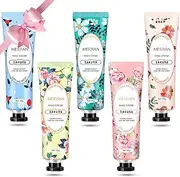 5 Pcs Natural Flower Hand Cream for Dry Skin - Intense Moisturizing with Rose, Cuckoo, Tree Peony, Sakura & Chamomile - Paraben-Free, Non-Greasy Formula for Soft, Smooth Hands