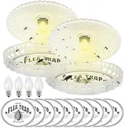 Pack of 2 Flea Traps, Flea Traps for Home, Bedroom, Living Room, LED Lightweight Flea Traps, Flea Light Trap with 4 Adhesive Disks, Bed Bug Trap for Fleas, Mosquitoes, Flies, Odourless, Non-Toxic