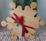 Pier 1 Imports Wood Snowflake/Puzzle Piece Serving Board and Spreader - New